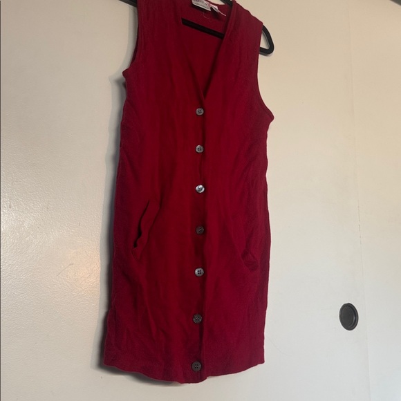Preview Collection V-Neck Red Long Sweater Vest - Picture 3 of 10